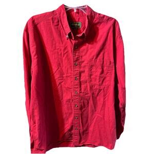 Eddie Bauer Shirt Mens XLT Red Canvas Long Sleeve Button Down Outdoor Casual